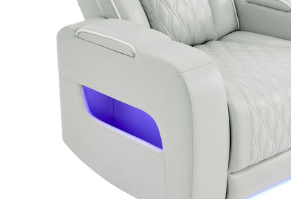 U8611 - Power Console Reclining Loveseat With Power Headrest, LED And Speaker - Silver