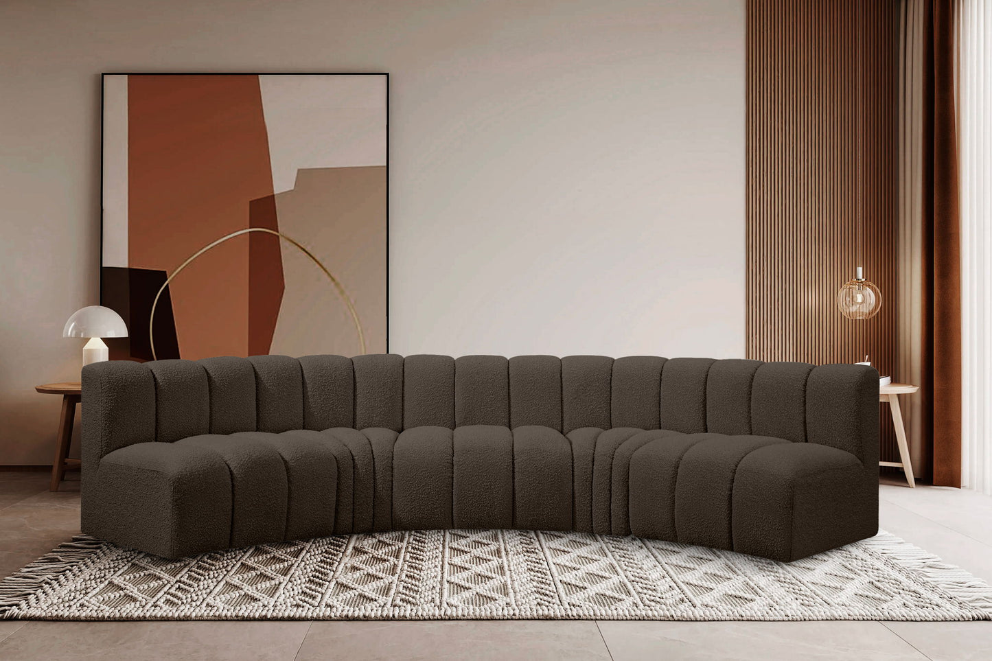 Arc - Boucle Fabric 5 Piece U-Shaped Modular Sofa