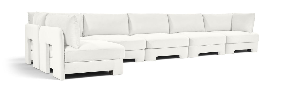 Hammond - Velvet Performance Fabric Upholstered 6 Piece L-Shaped Armless Sectional