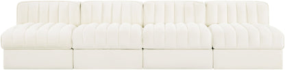 Rummi - Armless Velvet Performance Fabric Upholstered 4 Piece Modular Sofa