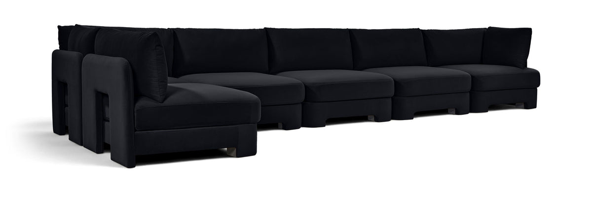 Hammond - Velvet Performance Fabric Upholstered 6 Piece L-Shaped Armless Sectional