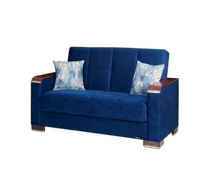 Ottomanson Armada X - Upholstered Convertible Wood Trimmed Loveseat With Storage - Microfiber