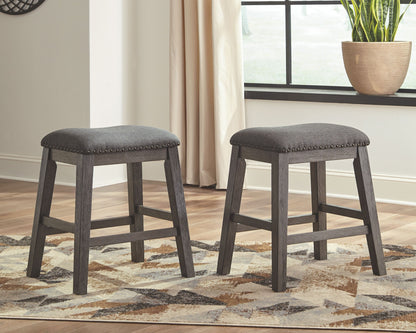 Caitbrook - Gray - Upholstered Stool (Set of 2)