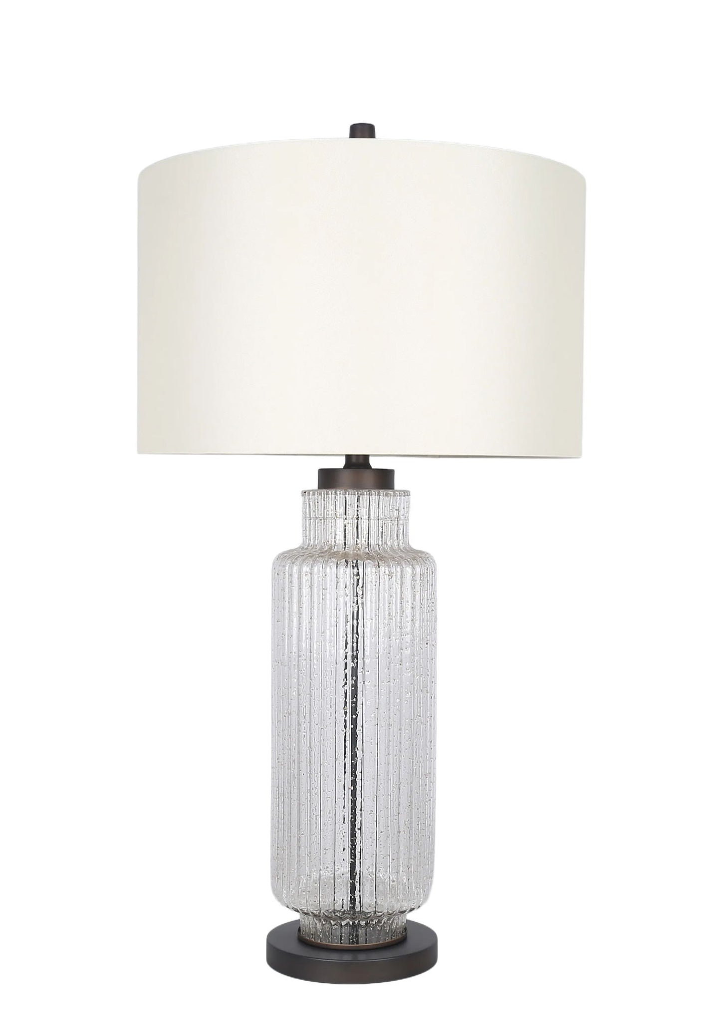 Lumina Ripple Ribbed Glass & Metal Table Lamp (Set of 2) - Clear Glass With Gold Flecks / Oil Bronze