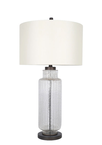 Lumina Ripple Ribbed Glass & Metal Table Lamp (Set of 2) - Clear Glass With Gold Flecks / Oil Bronze