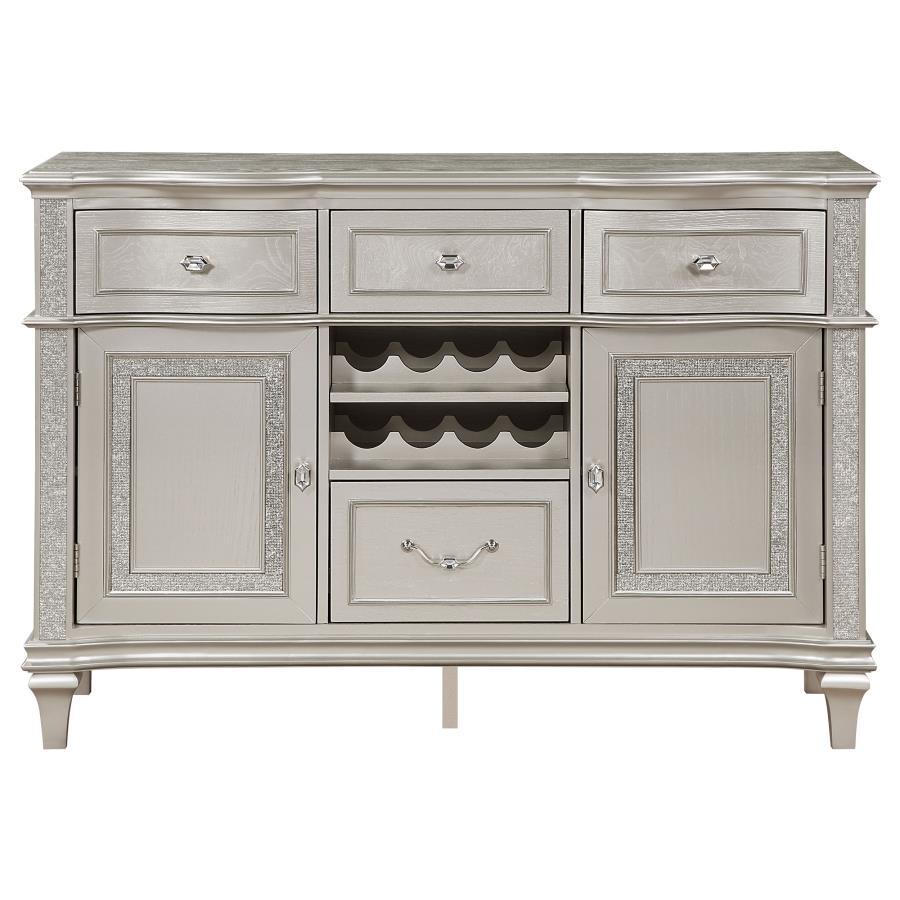 Evangeline - 4-Drawer Sideboard Server With Faux Diamond Trim - Silver Oak