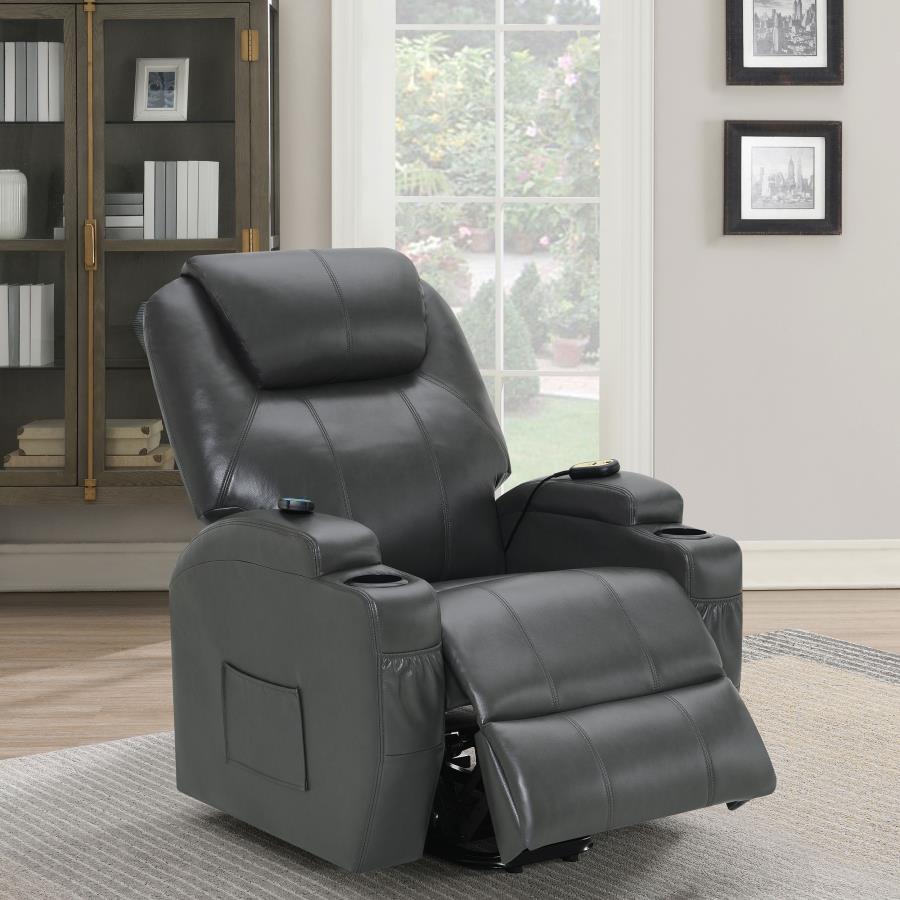 Sanger - Upholstered Power Lift Massage Recliner