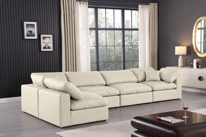 Comfy - 5 Piece Faux Leather Modular Sectional