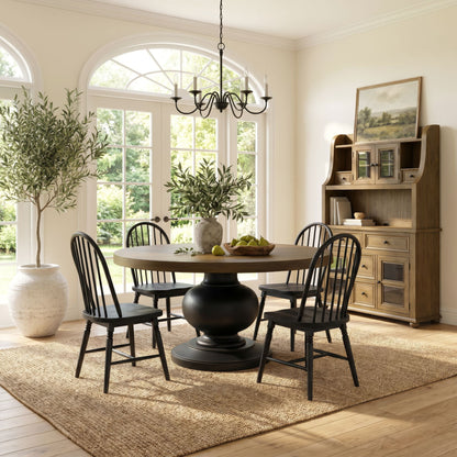 Heritage & Home - Round Dining Table - Oak Brown And Black