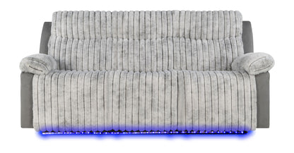 Plush - Reclining Sofa With Table And LED Belt - Gray