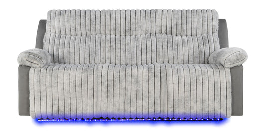 Plush - Reclining Sofa With Table And LED Belt - Gray
