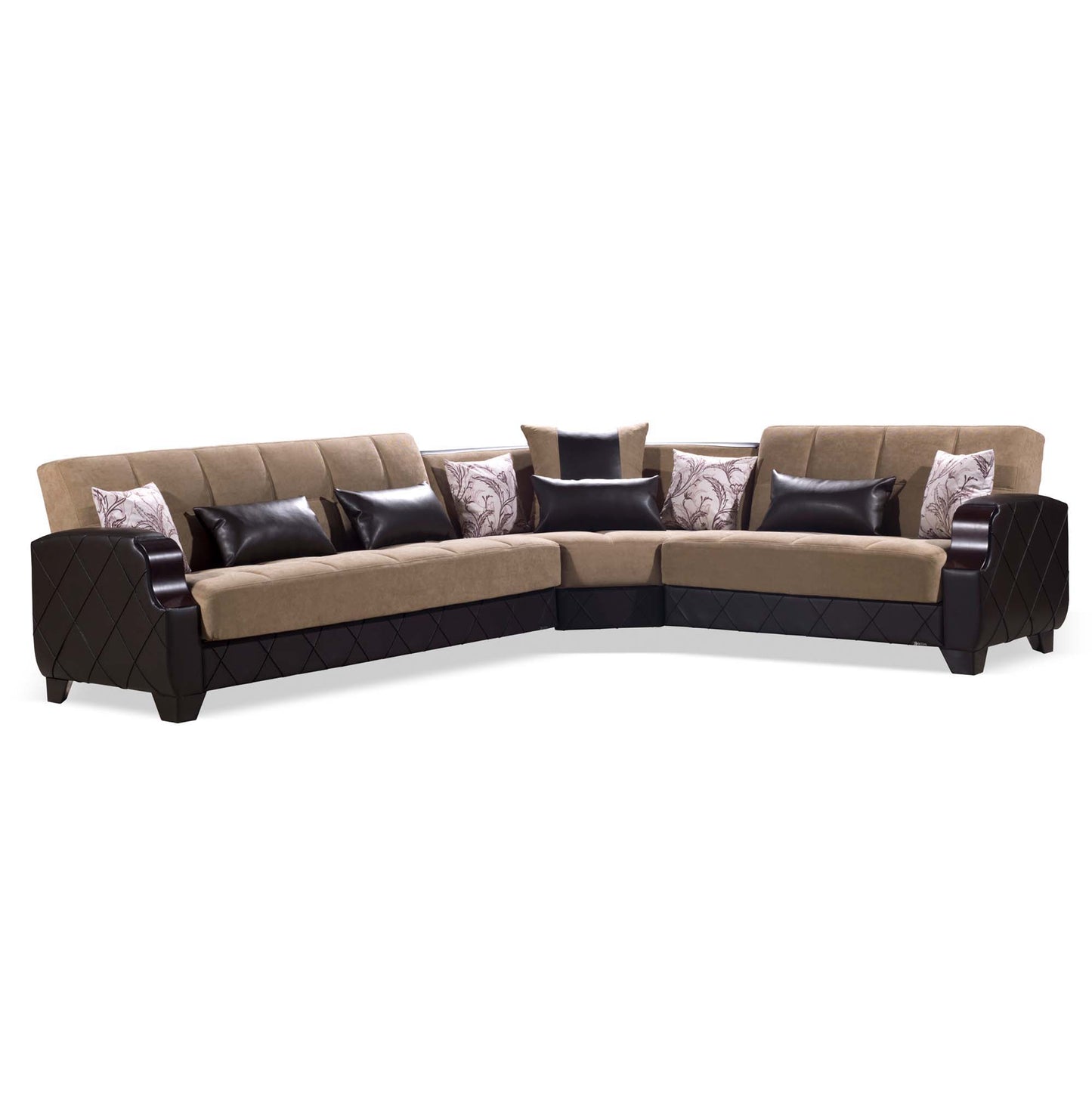 Ottomanson Molina - Convertible Sectional With Storage - Beige & Brown