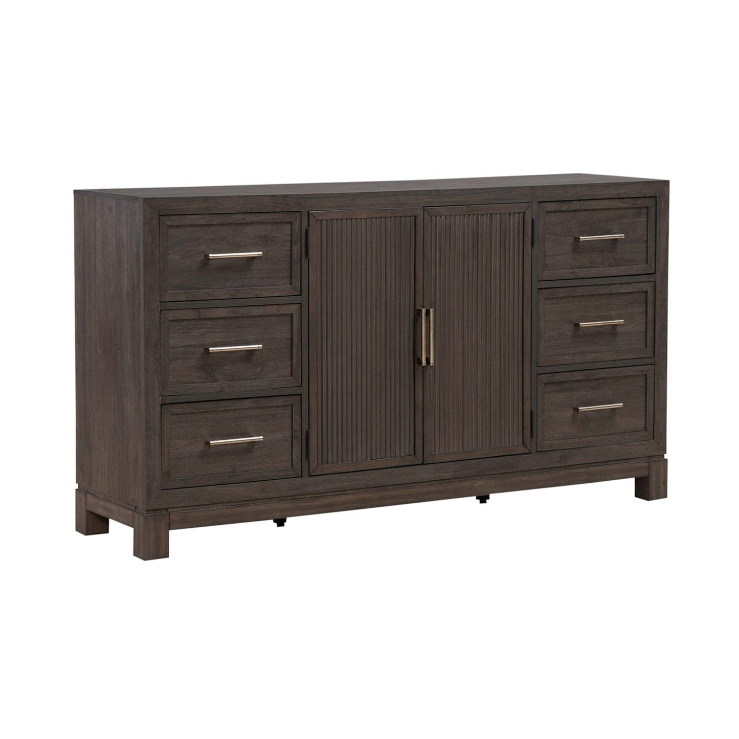 Modern Edge - 2 Door 6 Drawer Dresser - Brown