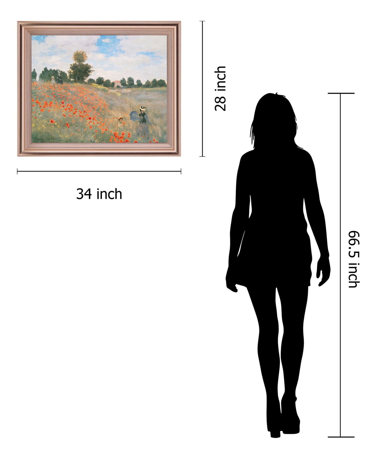 Poppy Field Stroll - 28" x 34" Framed Wall Art