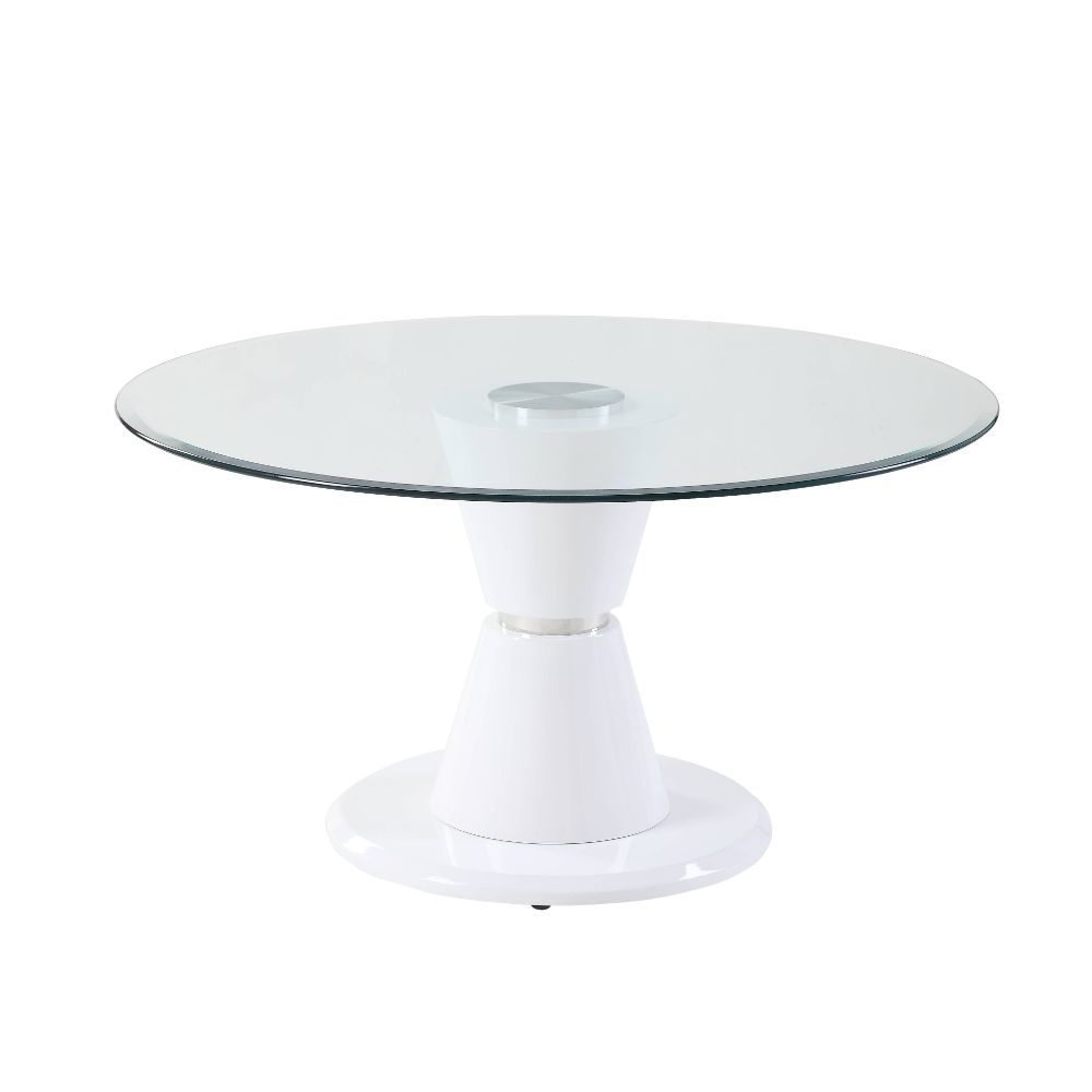 Kavi - Dining Table - Clear Glass & White High Gloss