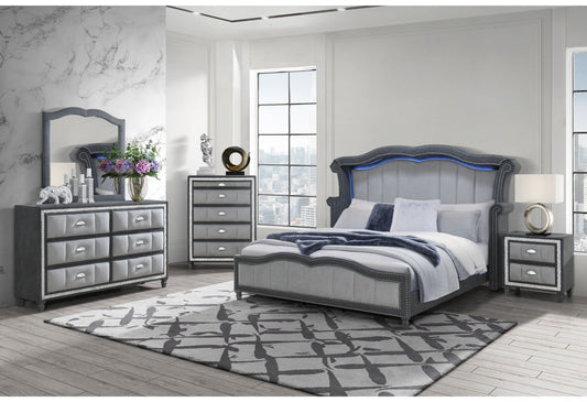 Vanna - 5 Piece King Bedroom Set - Dark Gray