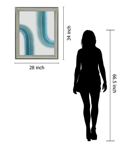 Curved Streams - 28" x 34" Framed Wall Art - Light Blue