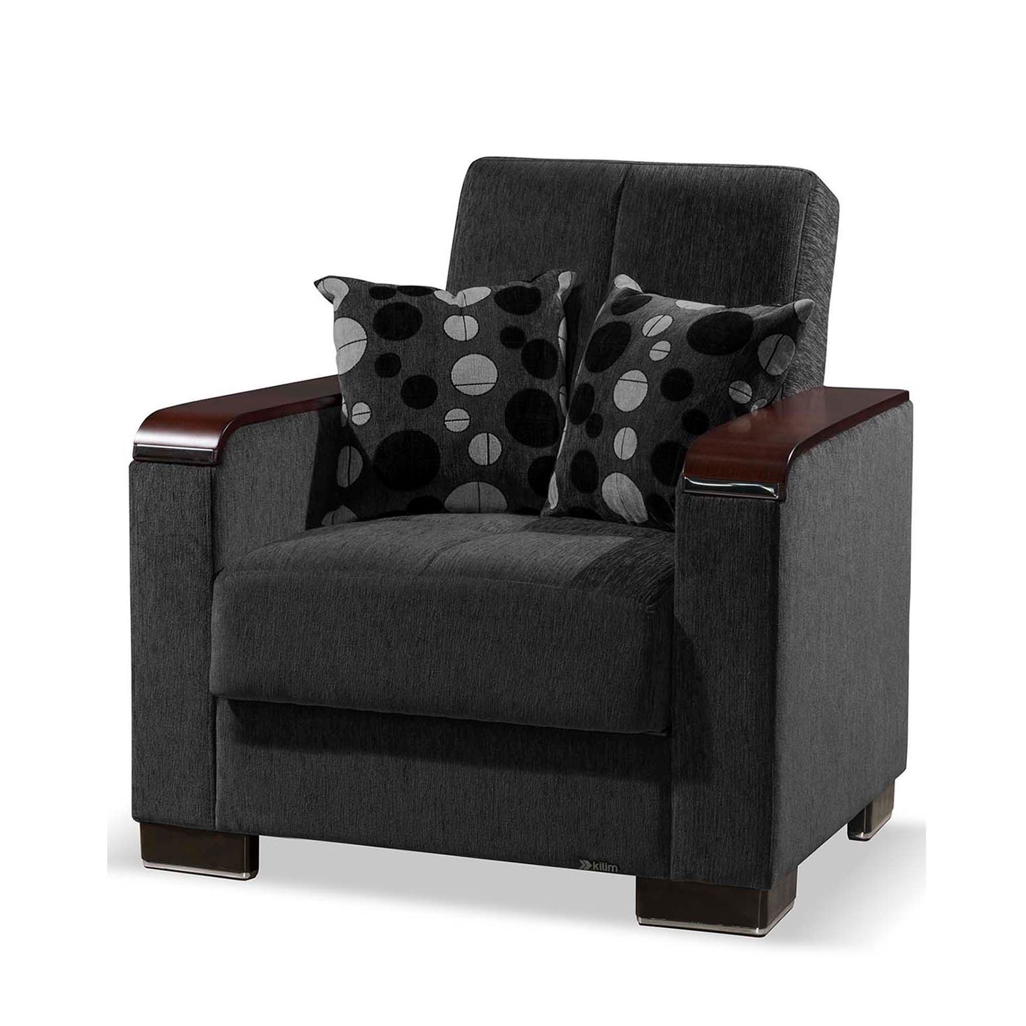 Ottomanson Armada X - Upholstered Convertible Wood Trimmed Armchair With Storage