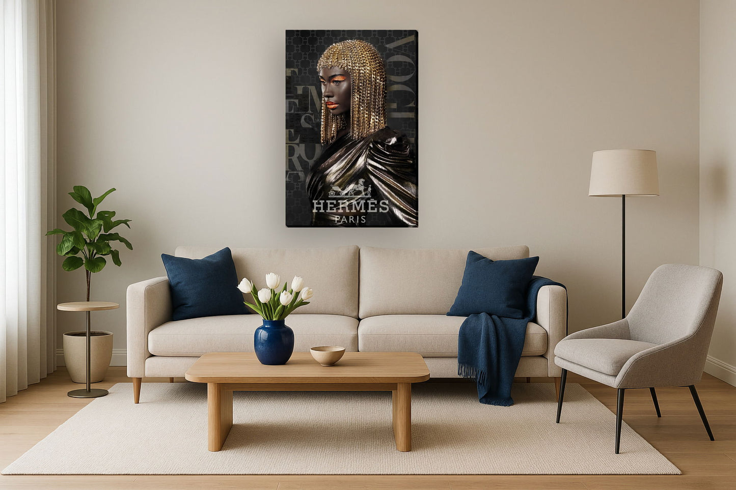 Radiant Gold Muse - 32" x 48" Framed Wall Art