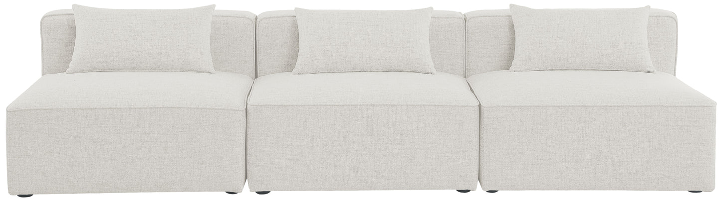 Cube - Linen Modular 3 Seat Armless Sofa