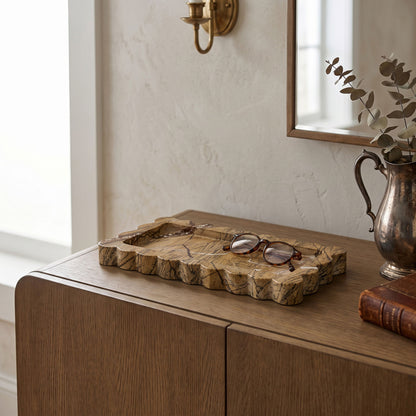 Josie - Genuine Marble Tray - Brown