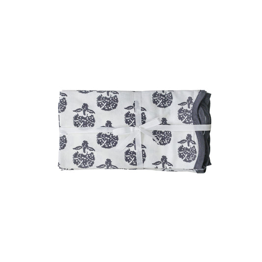 Crissy - Cotton Canvas Printed Napkins (Set of 4) - Black Vintage Floral