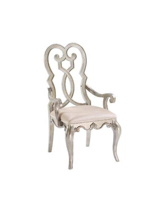 Esteban - Arm Chair Set of 2) - Ivory Velvet & Antique Champagne