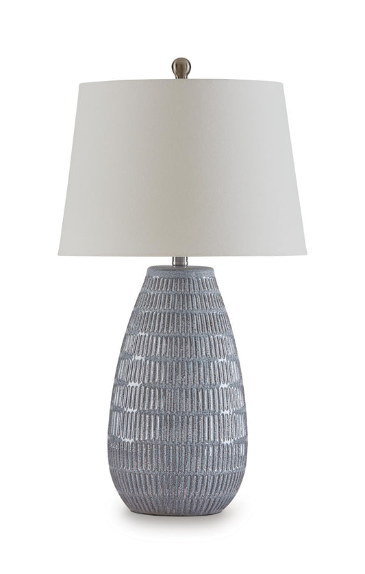 Kaidins - Ceramic Table Lamp - White / Blue
