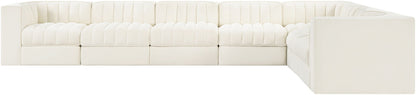 Rummi - Velvet Performance Fabric Upholstered 7 Piece Modular Sectional (With 3 Corner Chairs)
