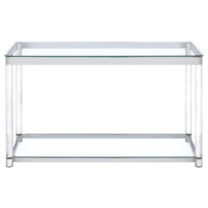Anne - Sofa Table With Lower Shelf - Chrome And Clear