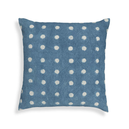 Indigo - Dots Cotton Square Accent Pillow - Indigo