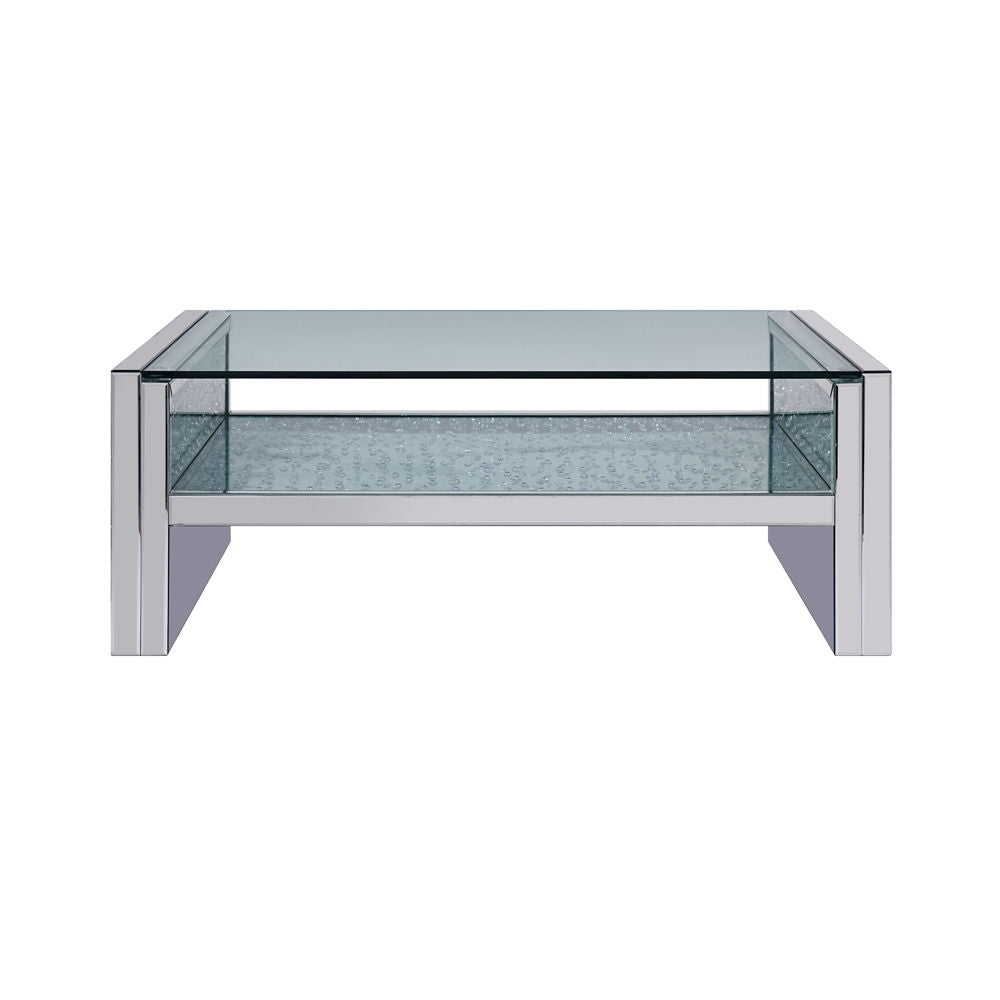 Nysa - 47" Coffee Table - Mirrored & Faux Crystals