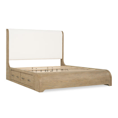 Flow - Complete Upholstered Sleigh Bed With One Side Storage Rail