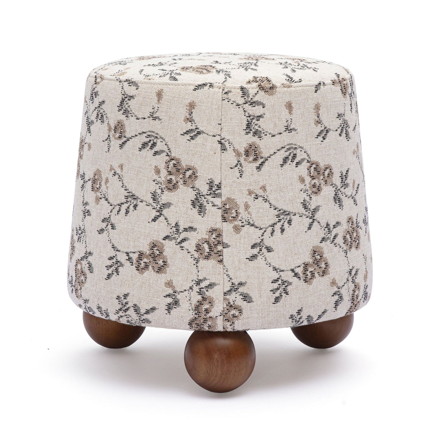 Jaine - Floral Jacquard Ottoman - Beige