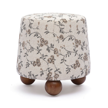 Jaine - Floral Jacquard Ottoman - Beige