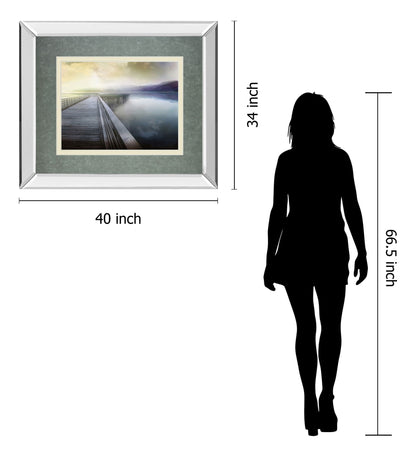 Mirrored Frame Hazy Morning By Michael Calascibetta - Blue