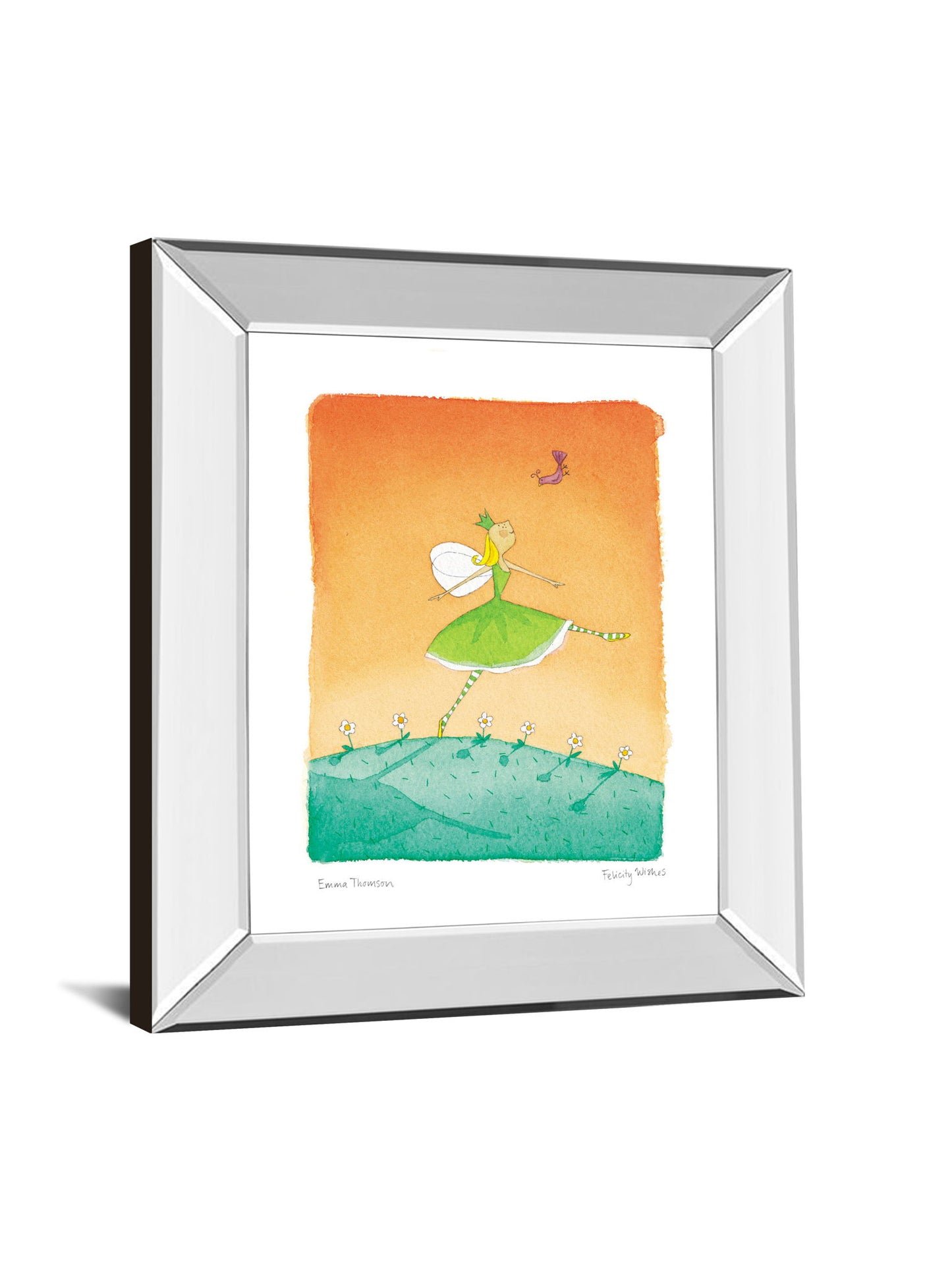 Felicity Wishes IV By Emma Thomson - Mirror Framed Print Wall Art - Orange