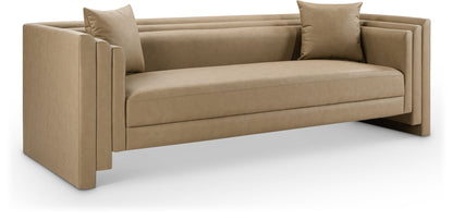 Everett - Vegan Leather 88.5" Upholstered Sofa - Tan