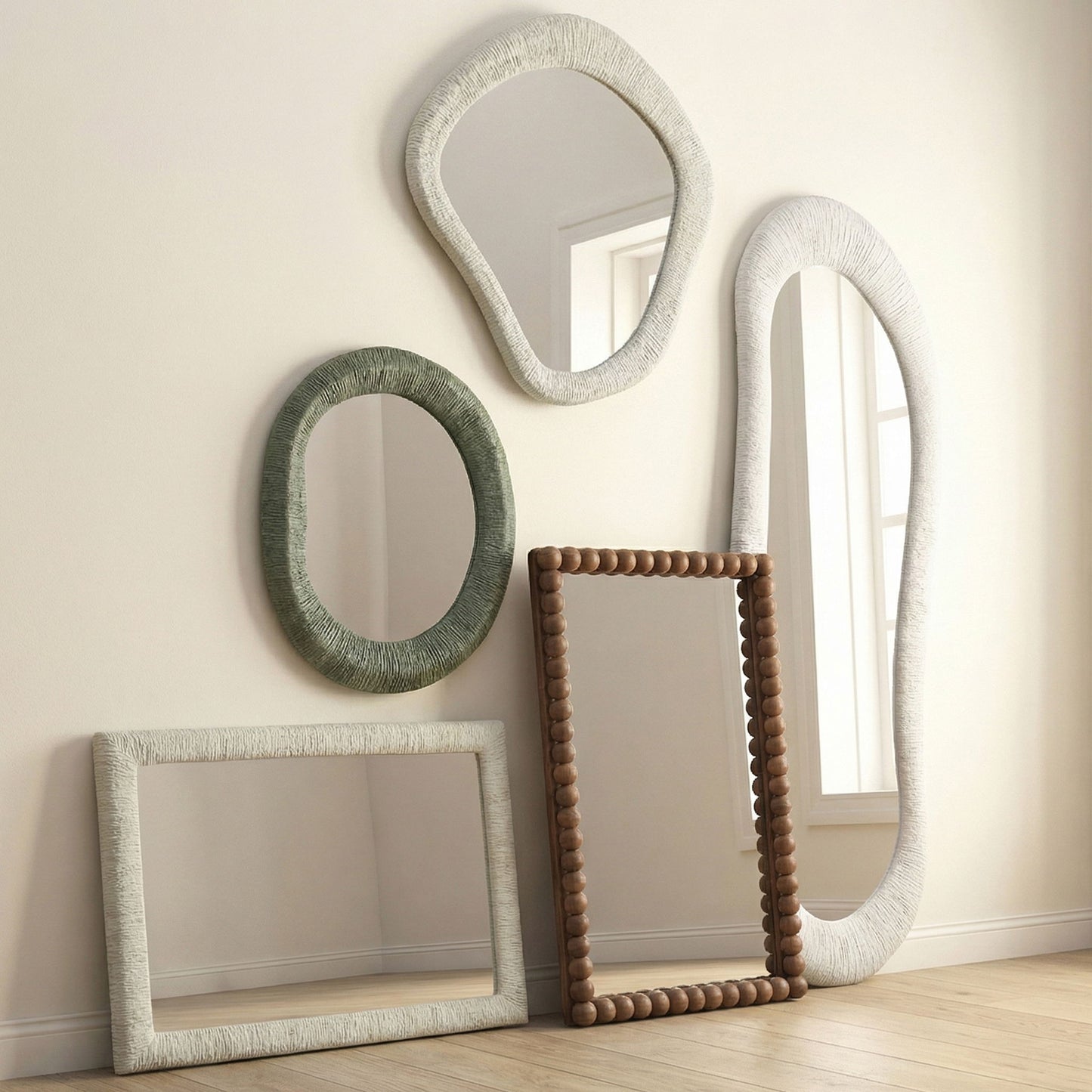 Orpheus - 34" x 47" Ribbed Rectangular Wall Mirror - Faux Stone
