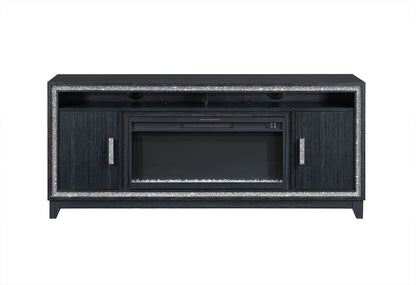 Lily - 72" Entertainment Unit With LED, Speakers, Crystal Inserts - Dark Gray