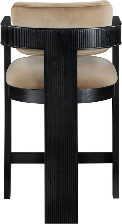 Sacha - Velvet Stool With Black Base