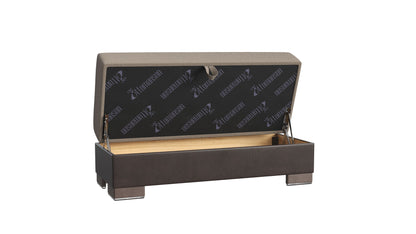 Ottomanson Armada X - Upholstered Convertible Wood Trimmed Ottoman With Storage