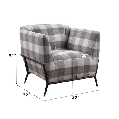 Niamey II - Accent Chair - Pattern Fabric & Metal Frame Black