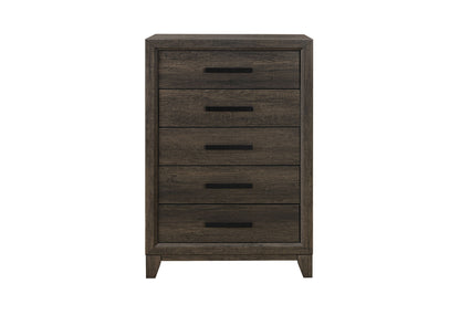 Harmony - 5 Piece Full Bedroom Set (Bed, Dresser & Mirror, Nightstand, Chest) - Dark Brown