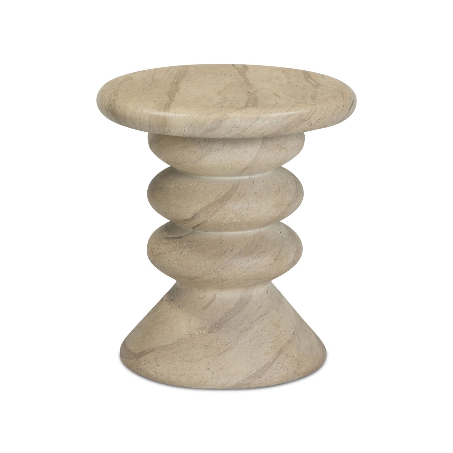 Hyre - Indoor / Outdoor Concrete Side Table - Faux Travertine