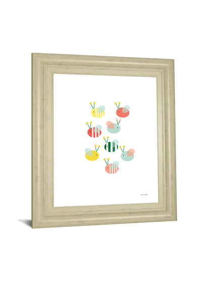 Bumblebee Friends By Ann Kelle - Framed Print Wall Art - White
