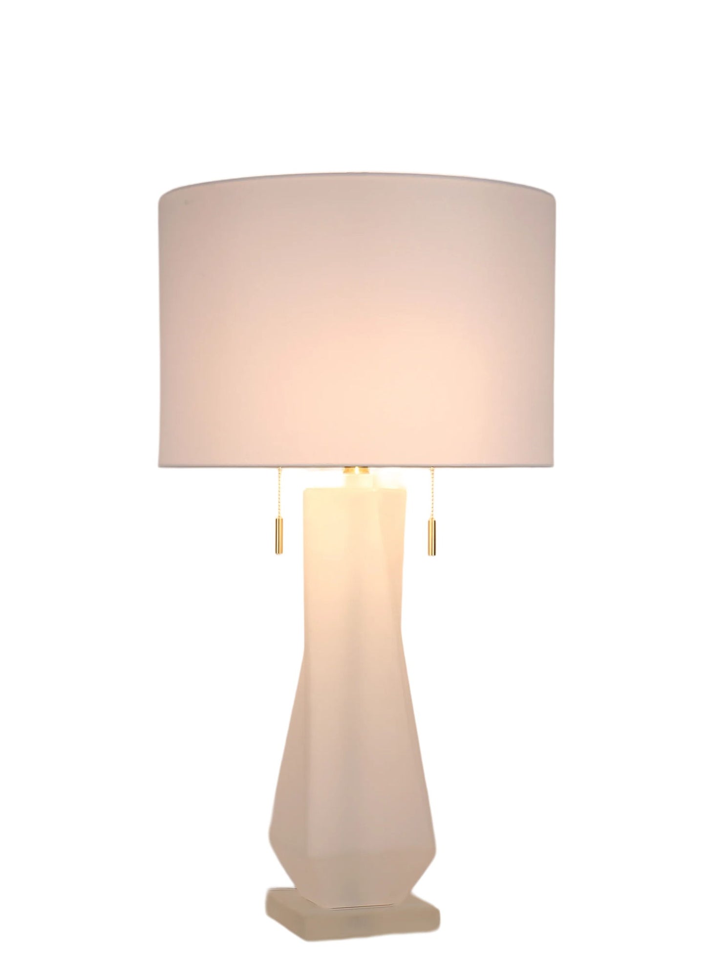 Faceted Frost Art Glass & Frosted Crystal Table Lamp (Set of 2) - Frosted Art Glass / Frosted Crystal