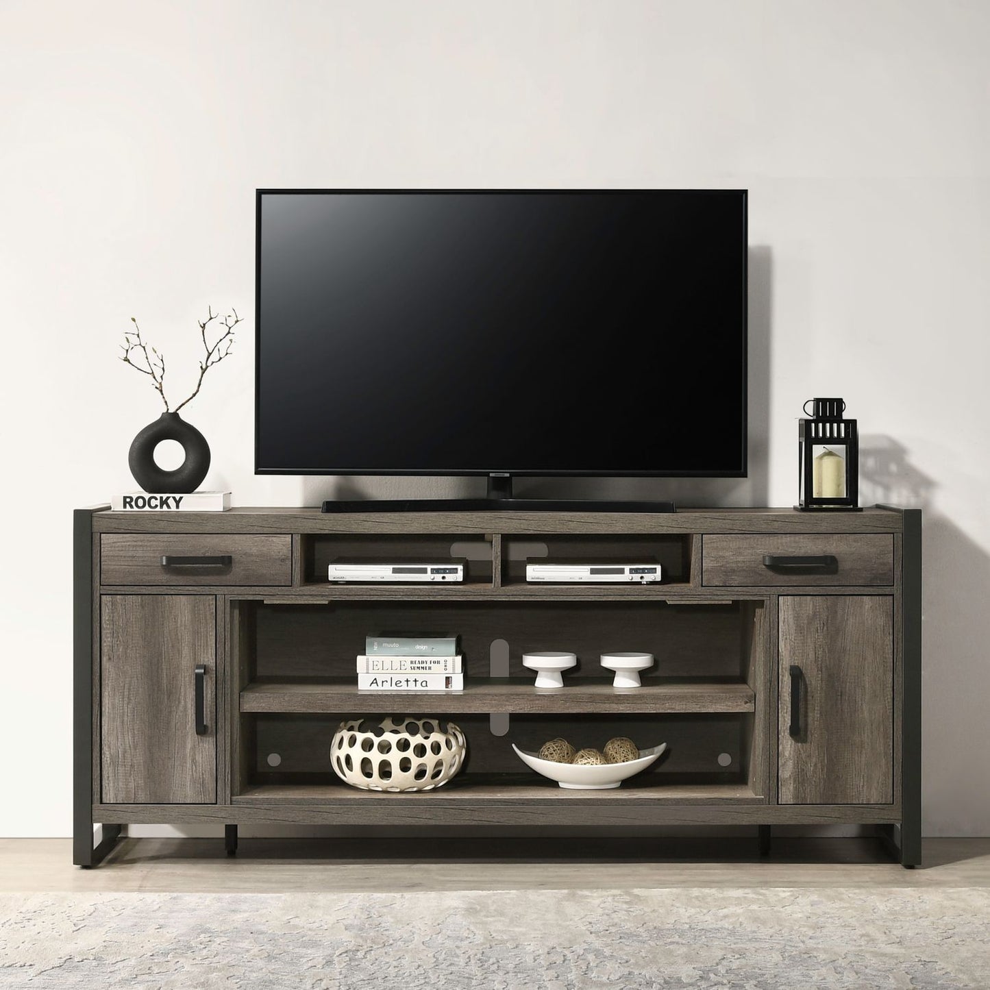 Fireplace TV Consoles - 686 78" Console With Fire FTS - Brown