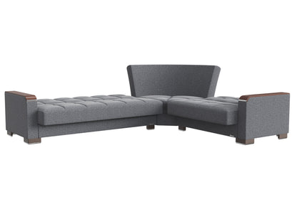 Ottomanson Armada X - Upholstered Convertible Wood Trimmed Sectional With Storage - Polyester