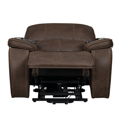 Brookings - Power Lift Recliner With Heat & Massage - Brown